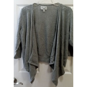 American Eagle Outfitters Womens Open Front Cardigan Sz L Boho Gray Preppy 3/4